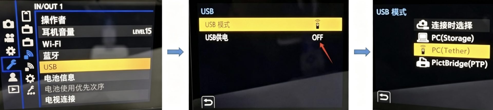 佳能 USB 连接设置示意